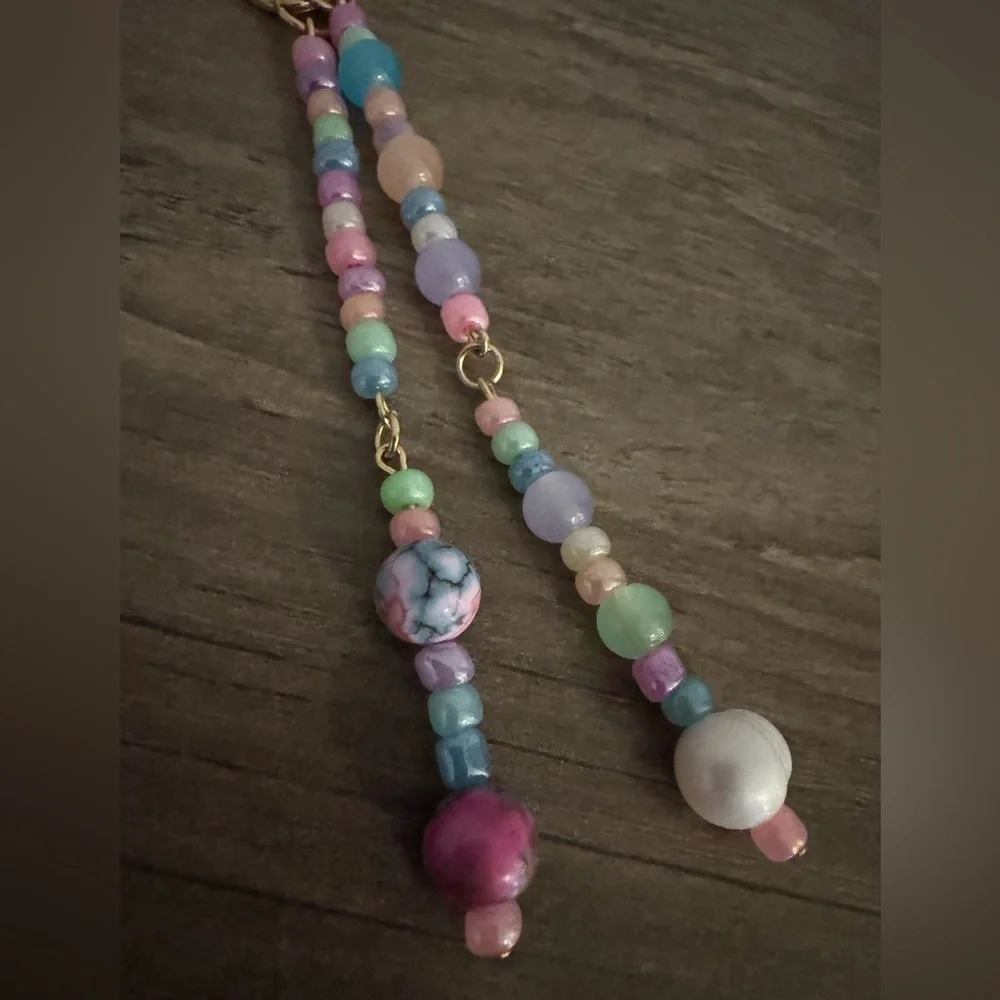 Multicolor Boho Designer Inspired Beaded Bag Charm with Real Pearl Detail